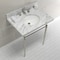 Fauceture KVPB3022M86 30" Console Sink with Brass Legs (8-Inch, 3 Hole), Marble White/Polished Nickel KVPB3022M86 - alternate 5